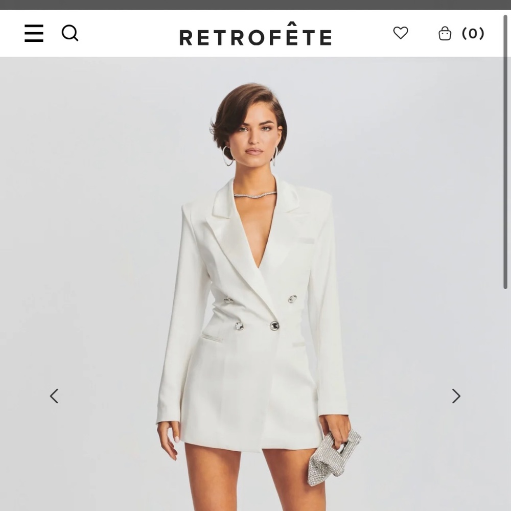 Retrofete Ilaria Blazer Dress White- New with tags